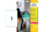 Avery Zweckform Etiketten L7917-10, ultraresistent, geeignet für Laserdrucker, 210 x 297 mm, 10 Stück/10 A4-Bogen, Polyethylen-Folie, weiß