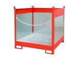 Fass-Stapelpalette Bauer FSP-4 G, Spritzschutzwand 3-seitig, Kap. 4 x 200 l Fässer, rot