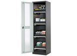Chemikalienschrank Asecos CS-CLASSIC-G, Flügeltür und Glasausschnitt, 4 Auszüge, H 1950 mm, lichtgrau