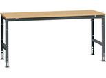 Manuflex Arbeitstisch UNIVERSAL Standard, 2000 x 1000 mm, Multiplex natur, anthrazit