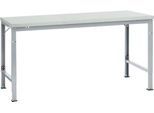 Manuflex Grundtisch UNIVERSAL Spezial, 1750 x 1000 mm, Melamin lichtgrau, alusilber