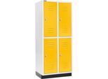 Schäfer Shop Select Kleiderspind, mit 2 x 2 Abteilen, 400 mm, mit Sockel, Drehriegelverschluss, Tür rapsgelb