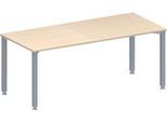 Schäfer Shop Genius Konferenztisch MODENA FLEX, Rechteck, 4-Fuß Quadratrohr, B 1800 x T 800 x H 720-840 mm, Ahorn/weißaluminium RAL 9006