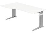 Freiformtisch TARVIS, B 1800 x T 800/1000 x H 680-860 mm, Gestell silber, weiß
