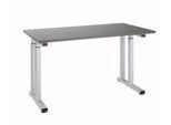 Schreibtisch Set Up, Rechteck, C-Fuß, B 1300 x T 650 x H 685-820 mm, graphit/weißaluminium
