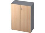 Aktenschrank TOPAS LINE, 3 Ordnerhöhen, Türen abschließbar, graphit/Eiche-Dekor