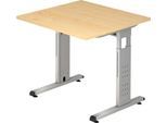 Schreibtisch ULM, C-Fuß, Rechteck, B 800 x T 800 x H 650-850 mm, Ahorn-Dekor