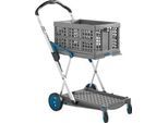 Klappmobil CLAX®, 2 Etagen, Tragkraft bis 60 kg, Lenk- & Bockrollen, inkl. 46 l Klappbox, Aluminium & Kunststoff, grau/petrol
