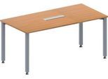 Schäfer Shop Genius Konferenztisch MODENA FLEX, 6-fach Anschluss, Rechteck, 4-Fuß Quadratrohr, B 1600 x T 800 x H 720-840 mm, Buche/weißalu