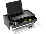 Durable Monitorständer EFFECT, 3-fach höhenverstellbar, bis 10 kg, mit Schublade bis 5 kg, Metall/Recycling-PET-Filz, schwarz