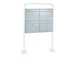Rottner Briefkastenanlage, mit 4 Briefkästen, ohne Ständer, H 635 x B 720 x T 125 mm, Edelstahl