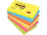 POST-IT Haftnotizen Notes 622-12SS-COS, 127 x 76 mm, wiederablösbar, cellophanfrei verpackt, farbsortiert, 6 x 100 Blatt