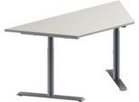 Schäfer Shop Genius Konferenztisch MODENA FLEX, Trapez, T-Fuß Rundrohr, B 1600 x T 800 x H 650-850 mm, lichtgrau/weißaluminium RAL 9006