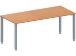 Schäfer Shop Genius Konferenztisch MODENA FLEX, Rechteck, 4-Fuß Quadratrohr, B 1800 x T 800 x H 720-840 mm, Buche/weißaluminium RAL 9006