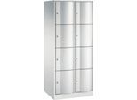C+P Schließfachschrank Resisto, 2 Abteile, 8 Fächer, B 772 x T 640 x H 1950 mm, Lichtgrau/Lichtgrau