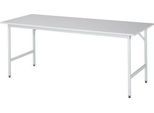 Rau ESD-Arbeitstisch Jerry, manuell höhenverstellbar, 28 mm Spanplatte mit Melaminbelag, bis 300 kg, B 1250 x T 800 x H 800-850 mm, lichtgrau