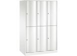 C+P Garderobenspind Resisto, 3 Abteile, 6 Fächer, B 1148 x T 640 x H 1950 mm, Verkehrsweiß