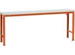 Manuflex Grundtisch UNIVERSAL Spezial, 2000 x 800 mm, Melamin lichtgrau, rotorange