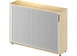 Schäfer Shop Genius Querrollladenschrank TETRIS WOOD, 3 OH, B 1600 mm, Höhe inkl. Gleiter, Mitteltrennwand, Ahorn-Dekor