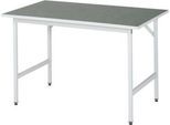 Rau Arbeitstisch Jerry, manuell höhenverstellbar, 25 mm Spanplatte mit Linoleumbelag, bis 300 kg, B 1250 x T 800 x H 800-850 mm, hellgrau/lichtgrau