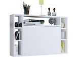 Wandschreibtisch Wandila, ideal für das Home Office, ausklappbare Tischplatte & 7 Fächer, B 900 x T 200/670 x H 600 mm, Holz, weiß