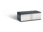 Planschrank aus Stahl, für Formate bis DIN A1, 5 Schubladen, schwarzgrau/lichtgrau