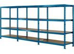 Komplettangebot Weitspann-Steckregal 600, B 4650 x T 600 x H 2000 mm, 1 Grundregal, 2 Anbauregale & 12 Böden, Stahl, himmelblau RAL 5015