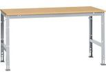 Manuflex Arbeitstisch UNIVERSAL Standard, 1750 x 1000 mm, Multiplex natur, alusilber