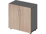 Schäfer Shop Select Schrank LOGIN, 2 Ordnerhöhen, B 800 x T 420 x H 788 mm,graphit/Eiche