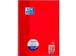 Collegeblock Oxford A4+, 80 Blatt, 90g/m², 4-fach gelocht, Rand rechts & links, kariert, 10 Stück