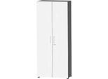 Schäfer Shop Select Schrank SET UP, 6 OH, abschließbar, B 800 x T 420 x H 2240 mm, graphit/weiß