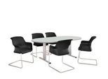 Schäfer Shop Select Besprechungstisch Planova Basic, Oval, T-Fuß, B 2000 x T 1000 x H 717 mm, lichtgrau/weißaluminium RAL 9006