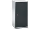 Schäfer Shop Genius Flügeltürenschrank FS, Stahl, mit Belüftungslöchern, B 545 x T 520 x H 1105 mm, 3 OH, Weißalu/Anthrazitgrau, bis 150 kg