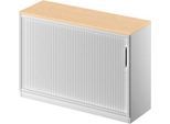 Schäfer Shop Genius Querrollladenschrank TETRIS SOLID, 2 OH, B 1200 x T 415 x H 818 mm, mit Boden und Abdeckplatte, Ahorn/weißalu