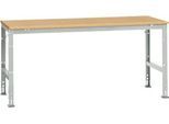 Manuflex Arbeitstisch UNIVERSAL Standard, 2000 x 1000 mm, Multiplex natur, lichtgrau