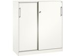 Schiebetürenschrank ASISTO C 3000, 3 Ordnerhöhen, mit Abdeckplatte, Breite 1200 mm, weiß/weiß
