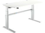 Schreibtisch Komfort, elektrisch höhenverstellbar, Rechteck, C-Fuß, B 1600 x T 800 x H 655-1305 mm, weiß/weißaluminium RAL 9006