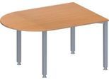 Schäfer Shop Genius Konferenztisch MODENA FLEX, Halbkreis, 4-Fuß Quadratrohr, B 1400 x T 1000 x H 720-840 mm, Buche/weißaluminium RAL 9006