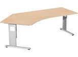 Winkelschreibtisch 135° ALICANTE, C-Fuß, Ansatz links, B 2166 x T 800 x H 680-820 mm, Buche-Dekor