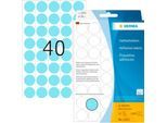 HERMA Klebepunkte 2253, Ø 19 mm, selbstklebend, permanenthaftend, per Hand beschreibbar, 1280 Stück auf 32 Blatt, FSC®-Papier, blau