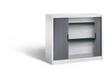 C + P Rollladenschrank Omnispace, 2 OH, abschließbar, B 1200 x T 420 x H 1030 mm, Stahl/Kunststoff, lichtgrau/schwarzgrau