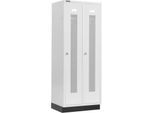 Schäfer Shop Select Kleiderspind, mit gelochten Streifen, 2 Abteile, 400 mm, mit Sockel, Drehriegelverschluss, Tür lichtgrau