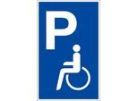 moedel Hinweisschild „Parkplatz für Personen mit Behinderung“, L 400 x B 250 mm, Aluminium, weiß-blau-schwarz