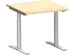 Schäfer Shop Genius Schreibtisch MODENA FLEX, T-Fuß-Rundrohr, B 800 x T 800 mm, ahorn/weißalu