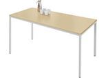 Schäfer Shop Pure Stahlrohrtisch, Rechteck, Quadratrohrfuß, B 1400 x T 800 x H 720 mm, Ahorn/weißaluminium