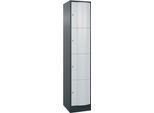 C+P Schließfachschrank Resisto, 1 Abteil, 4 Fächer, B 396 x T 540 x H 1950 mm, Anthrazitgrau/Lichtgrau