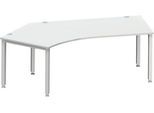 Schäfer Shop Genius Winkelschreibtisch MODENA FLEX 135°, Ansatz links, 4-Fuß-Quadratrohr, B 2165 mm, lichtgrau