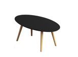 Beistelltisch SCANDI, oval, 4-Fuß Gestell aus Massivholz, B 1150 x T 600 x H 350 mm, schwarz/Buche