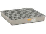 GFK-Auffangwanne 220/4 CEMO, 220 l Auffangvolumen, B 1280 x T 1280 x H 200 mm, mit GFK-Gitterrost
