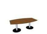 Konferenztisch, bis 6 Personen, Boot, Tellerfuß, B 2000 x T 800 x H 720 mm, Nussbaum/weißaluminium
